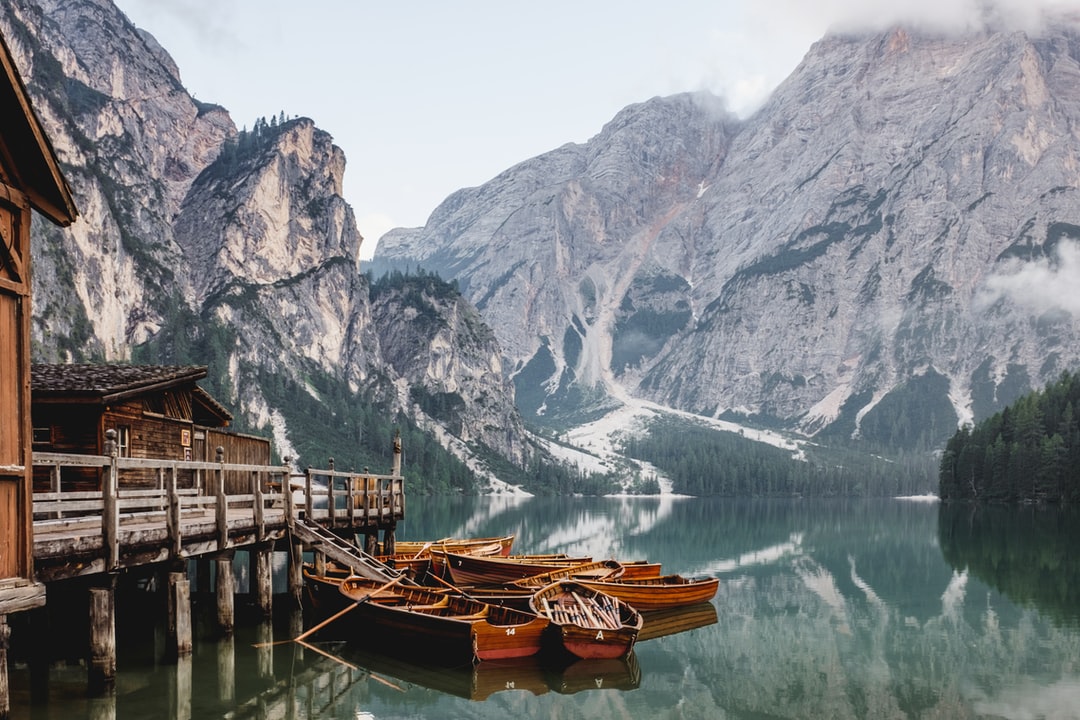 Boathouse on a mountain lake